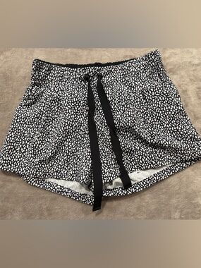 lululemon athletica Black & White Speckle Drawstring Athletic Shorts